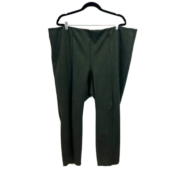 LOFT Plus Faux Suede Leggings Pant Straight Green Size 24 elastic waist - Picture 1 of 9